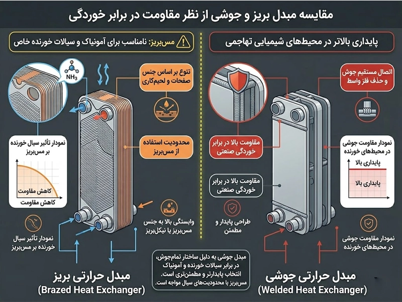 مقایسه مبدل حرارتی بریز و جوشی از نظر خورندگی